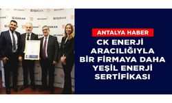 CK Enerji  aracılığıyla bir firmaya daha Yeşil Enerji Sertifikası