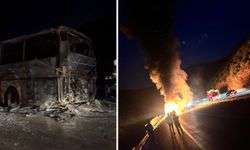 Seyir halindeki yolcu otobüsü cayır cayır yandı