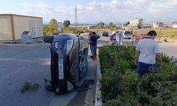 Takla atan otomobilden yara almadan çıktı