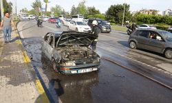 Aracı, gözleri önünde küle döndü