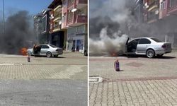 Park halindeki araç alev alev yandı