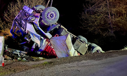 Kamyon Şarampole Devrildi: 1 Ölü, 1 Yaralı