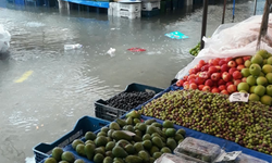 Alanya'da sağanak pazar yerini göle çevirdi