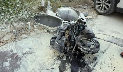 Park ettiği motosiklet alev topuna döndü