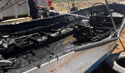 Aksu’da karaya çekili teknede yangın paniği