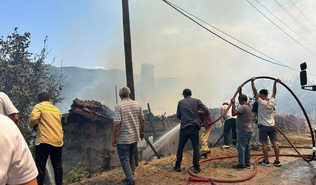 Anızda Çıkan Yangın Asırlık Düğmeli Evleri Küle Döndürdü