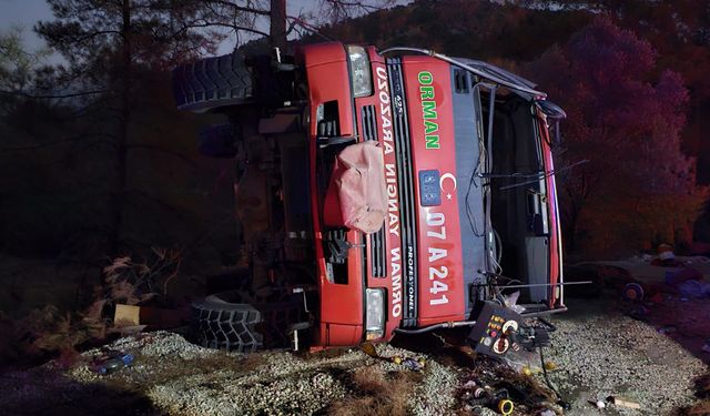 Yangın Dönüşü Kaza: Arazöz Devrildi