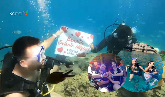 Antalya'da Su Altında Evlenme Teklifi Yaptı