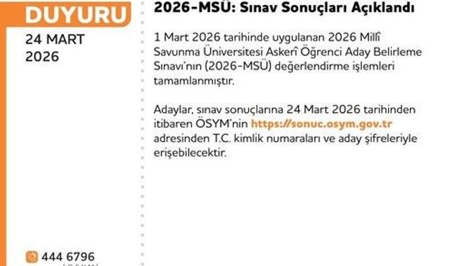 MSÜ Sonuçları Açıklandı
