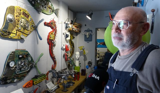Çöpe gidecek elektronik malzemeler onun ellerinde sanat eserine dönüşüyor