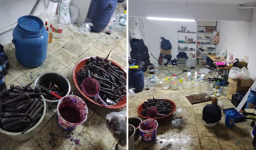 Ruhsatsız şalgam imalathanesi mühürlendi