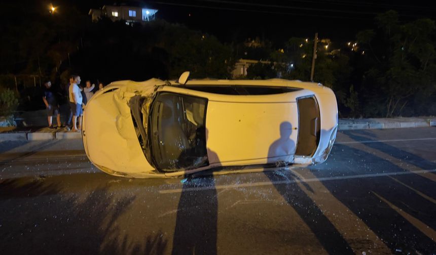 Takla atan araçtan burnu bile kanamadan çıktı
